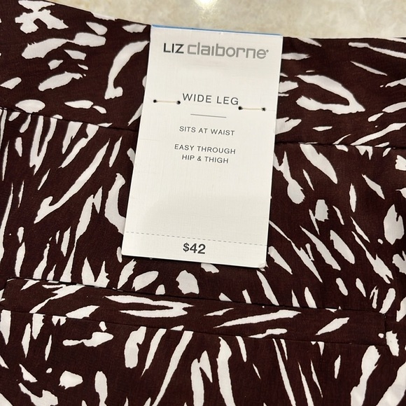 NEW Liz Claiborne | Wide Leg Cropped Pants | Brown‎ and White Zebra Print | XL - Picture 6 of 14